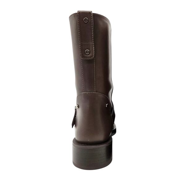 Stuart Weitzman Women's Maverick Buckled Leather Pull On Boots Brown Size 7 - Picture 4 of 5